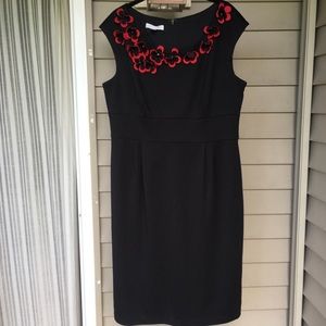 Red and Black Plus Size Bodycon Knee Length Dress